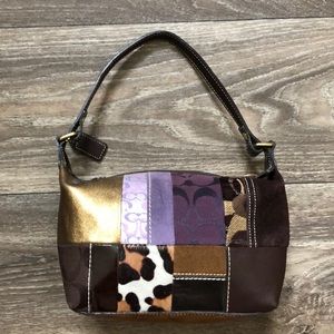 Coach Patchwork Multicolor Top Handle Pouch Bag